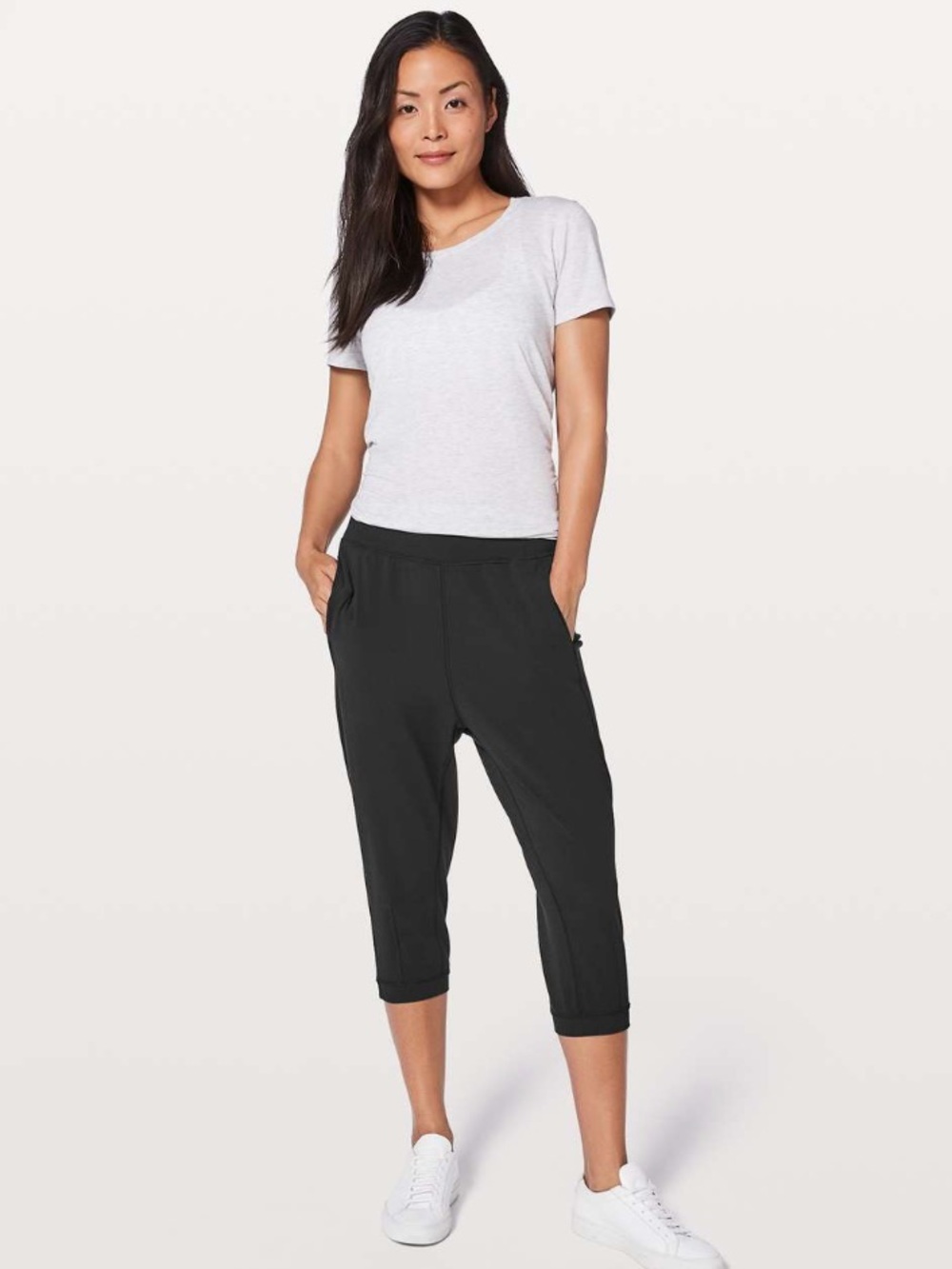 Lululemon Rejuvenate Crop *18" Black Cropped Black Ponte Jogger Pants - Women